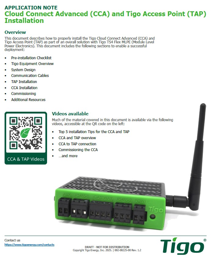 Application Note: Cloud Connect Advanced (CCA) and Tigo Access